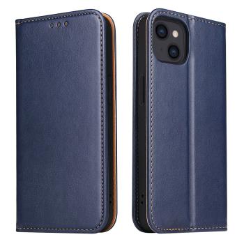Fierre Shann 真皮紋 iPhone 14 (6.1吋) 錢包支架款 磁吸側掀 手工PU皮套保護殼