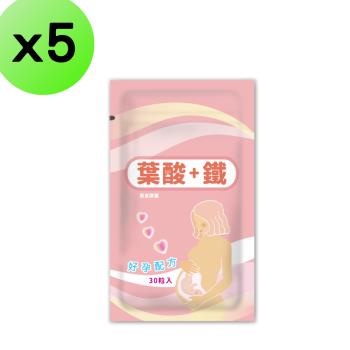 【YT-Vita】葉酸+鐵膠囊(30粒/包)x5
