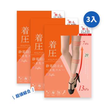【M&M日本職人】日本製 三入組 壓力美腿絲襪 防靜脈曲張(辦公室OL、櫃姐、空姐愛用 日本職人製造)