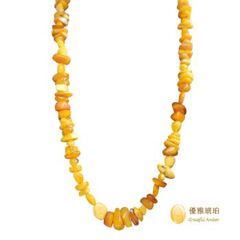 優雅琥珀 珍藏蜜蠟與金絞蜜 自由chips型項鍊