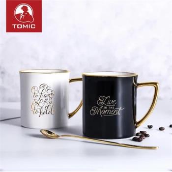 【TOMIC特美刻】描金手柄陶瓷杯300ML-黑色TC8500101