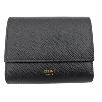    【CELINE 】粒面小牛皮三摺短夾-黑色 10B573BEL.38NO