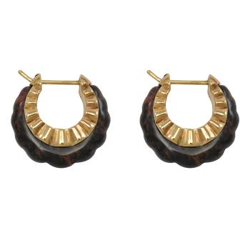 BOTTEGA VENETA 658010 復古琥珀圓環造型針式耳環.金