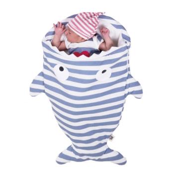 【西班牙製】鯊魚咬一口BabyBites嬰幼兒輕量版多功能睡袋-水手藍條紋鯊魚
