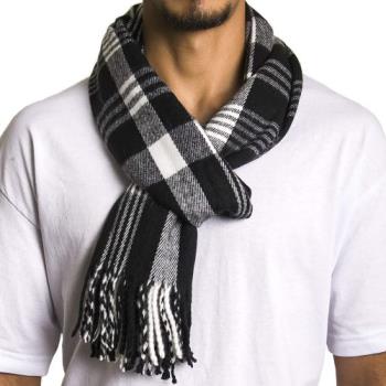 Alpine Swiss 超柔軟羊絨黑灰色格紋圍巾