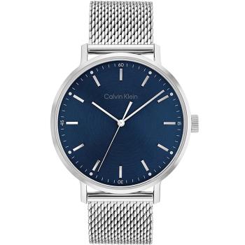 Calvin Klein 凱文克萊 簡約時尚米蘭帶腕錶/藍X銀/42mm/CK25200045