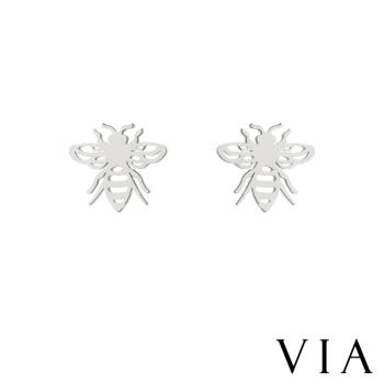 【VIA】昆蟲系列 蜜蜂造型白鋼耳釘 造型耳釘 鋼色
