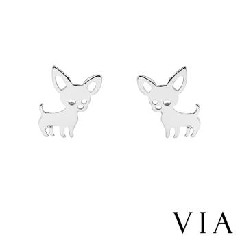 【VIA】動物系列 可愛梗犬造型白鋼耳釘 造型耳釘 鋼色