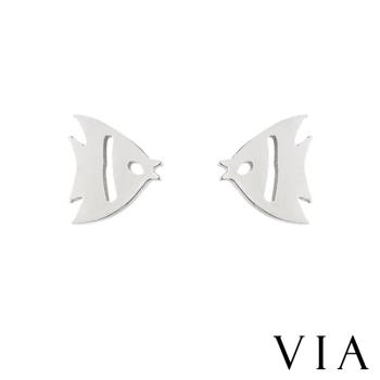 【VIA】海洋系列 熱帶魚造型白鋼耳釘 造型耳釘 鋼色