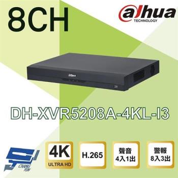 [昌運科技] 大華 DH-XVR5208A-4KL-I3 8路 4K 人臉辨識 XVR 監視器主機