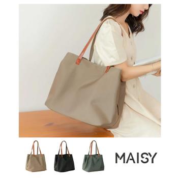 【MAISY】防潑水尼龍牛津布休閒手提包(現+預  黑色 / 焦糖色 / 墨綠色)