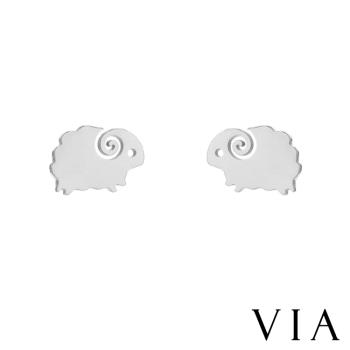 【VIA】動物系列 可愛小綿羊造型白鋼耳釘 造型耳釘 鋼色   