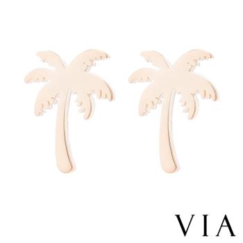 【VIA】植物系列 椰子樹造型白鋼耳釘 造型耳釘金色