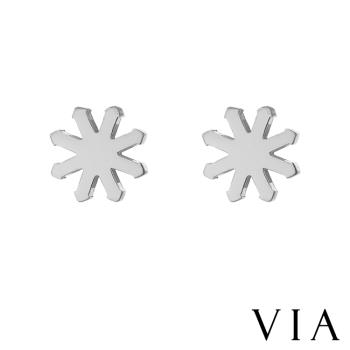 【VIA】植物系列 米字小花造型白鋼耳釘 造型耳釘 鋼色