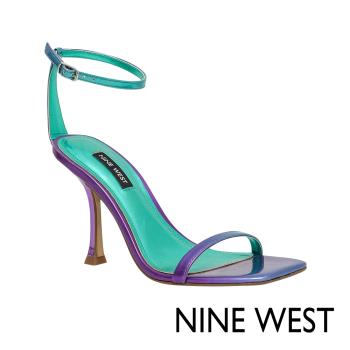 NINE WEST YESS3 一字帶繞踝方頭細跟涼鞋-紫色