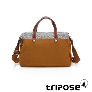 【tripose】漫遊系列岩紋雙拉鍊手提斜背包(稻禾駝)
