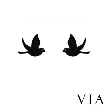 【VIA】動物系列 飛翔鴿子造型白鋼耳釘 造型耳釘黑色