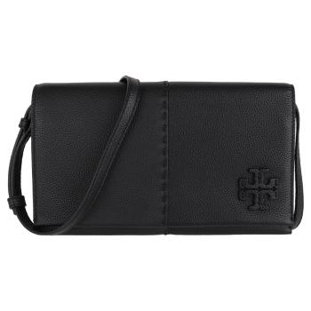 TORY BURCH  縫線紋皮革手拿/斜背包(黑)中