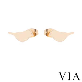 【VIA】動物系列 可愛小鳥造型白鋼耳釘 造型耳釘 金色