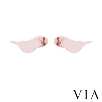 【VIA】動物系列 可愛小鳥造型白鋼耳釘 造型耳釘 玫瑰金色