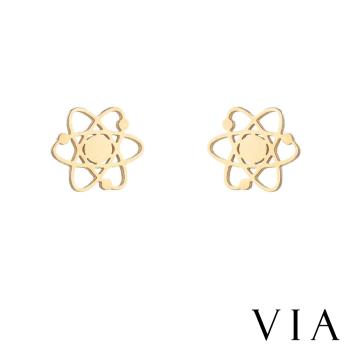 【VIA】個性系列 原子造型白鋼耳釘 造型耳釘 金色