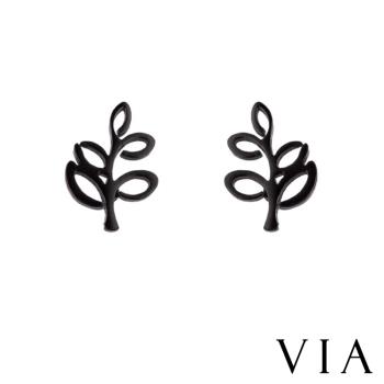【VIA】植物系列 小樹苗造型白鋼耳釘 造型耳釘 黑色