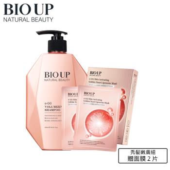 BIO UP 自然美秀髮嫩膚組(洗髮精500ml*3+面膜(5片/盒)*3)贈面膜2片