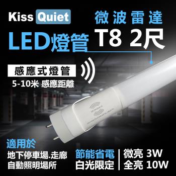 《Kiss Quiet》 智慧型動態(白光限定)雷達感應式 T8 2尺 LED燈管.全電壓高PF-4入