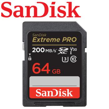 【公司貨】SanDisk 64GB 200MB/s Extreme PRO SD SDXC U3 UHS-I V30 記憶卡