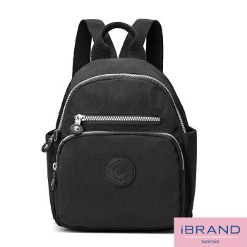 iBrand 輕巧防潑水簡約口袋後背包 -黑色 MDS-8672