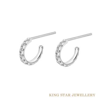 KingStar 18K金小C圈鑽石耳環