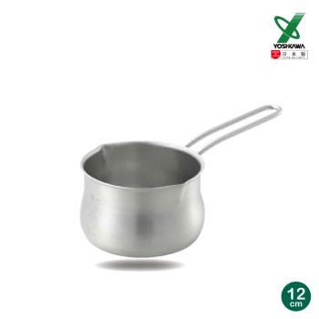 【YOSHIKAWA吉川】日本18-8(304)不鏽鋼單柄牛奶鍋12cm(有刻度) YJ3349 日本製