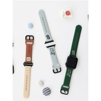 韓國romane可愛硅膠智能手表帶蘋果iWatch三星38-41-45mm防水表帶