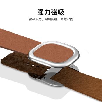現代風磁吸扣式表帶適用于applewatch蘋果手表iwatch新款皮質腕帶