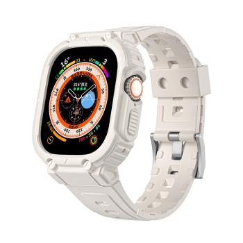 適用蘋果手表apple watch9/8/7表帶iwatch6/5/4代S9一體式se保護殼ultra硅膠s8男女款SE智能s7配件s6手表帶