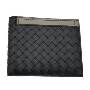 【BOTTEGA VENETA】BV 男款黑灰拼接 短夾 含可單獨使用卡片夾  549041 V465Z 1125