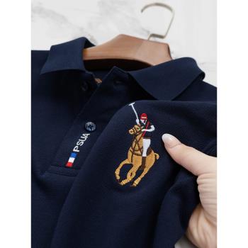 高端商務短袖大馬標全棉polo衫