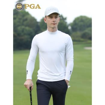 美國PGA 高爾夫服裝男士冰絲打底衫 夏季長袖防曬衣冰涼彈力面料