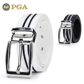 美國PGA 高爾夫皮帶 男士 雙面可旋轉針扣皮帶 頭層牛皮 合金扣頭