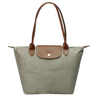 LONGCHAMP 新色上市長提把尼龍水餃包(小-灰色2605089-266)