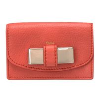 CHLOE 蝴蝶結造型小牛皮暗釦零錢袋(玫瑰粉橘3P0550-015-41I