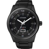 CITIZEN Eco-Drive 時尚都會大三針腕錶-IP黑 AW1284-51E
