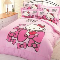【享夢城堡】HELLO KITTY 蝴蝶結系列-單人純棉三件式床包薄被套組