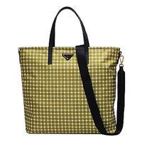 PRADA SHOPPING經典三角LOGO格紋尼龍手提/斜背包(芥末黃B2600G-ORZO)