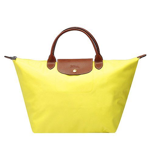 LONGCHAMP 新色上市短把尼龍水餃包(中-檸檬黃1623089-174)
