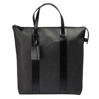 FENDI 經典滿版FF LOGO 防刮PVC拉鍊手提包(黑色)7VA286