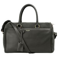 YSL 經典DUFFLE小牛皮X麂皮手提/斜背波士頓包(灰)322049-252-GREY