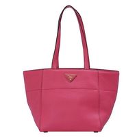 PRADA Vitello Daino系列經典三角LOGO荔枝紋小牛皮手提包(桃紅)BR5092