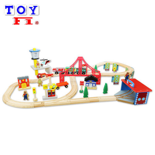 【Toy F1】木製高架軌道歡樂火車組 (70Pcs)
