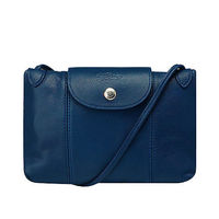 LONGCHAMP LE PLIAGE CUIR小羊皮手提/斜背包(藍色)